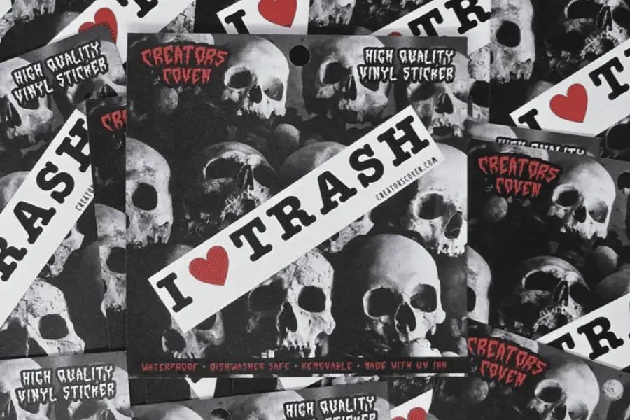 I Love Trash Sticker_ Dark Humor Vinyl Decal, Gothic Planner Art