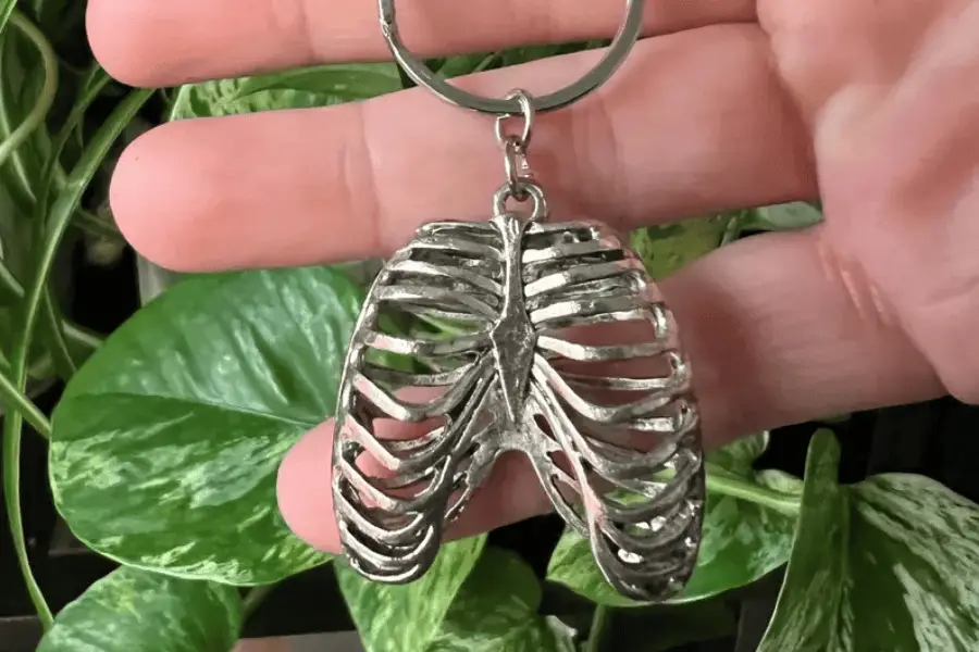Ribcage Keychain Gothic Halloween Anatomical Keyring