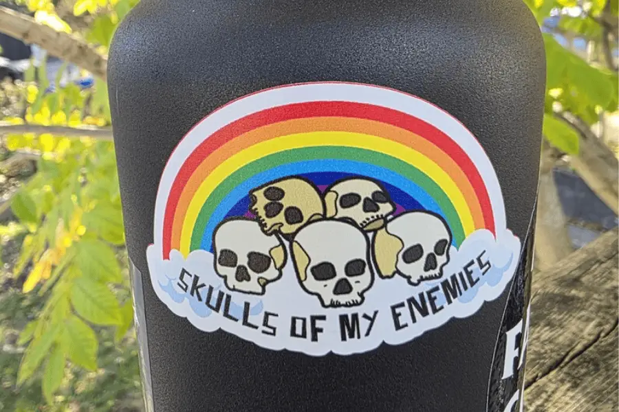 skulls of my enemies sticker , funny saying rainbow vinyl decal